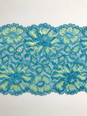 Load image into Gallery viewer, Blue &amp; Yellow 6.75&quot; Wide Stretch Lace
