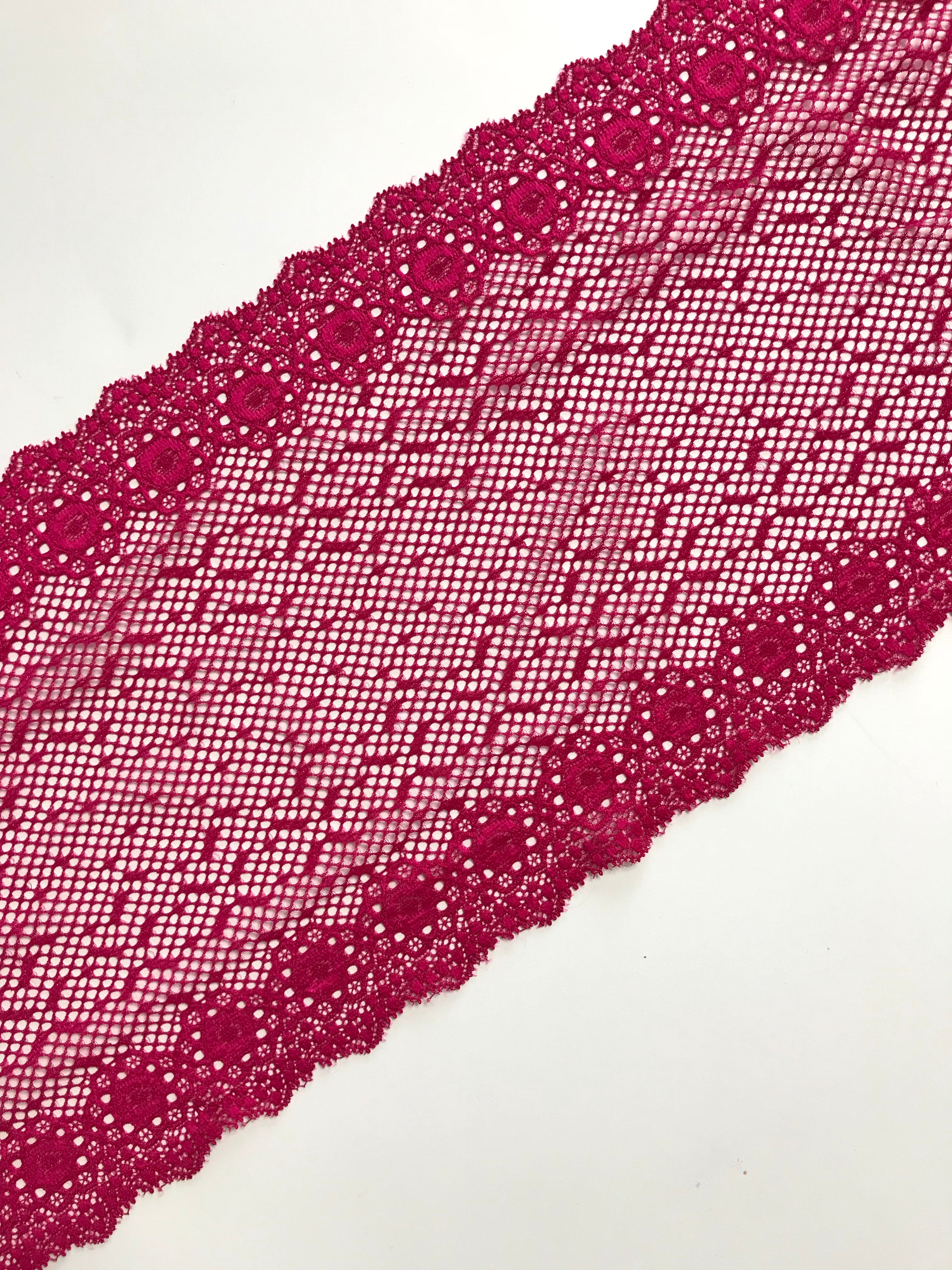 Stretch Lace Bright Pink 17cm/7 Wide  – The Lace Co.