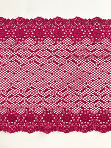 Dark Pink 7.5" Wide Stretch Lace