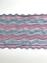 Load image into Gallery viewer, Pink &amp; Blue-Gray 7.5&quot; Wide Stretch Lace
