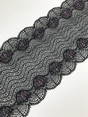 Load image into Gallery viewer, Black &amp; Purple 6.5&quot; Wide Stretch Lace
