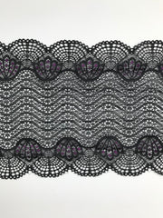 Load image into Gallery viewer, Black &amp; Purple 6.5&quot; Wide Stretch Lace
