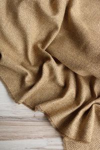 Golden Beige Herringbone Wool Coating