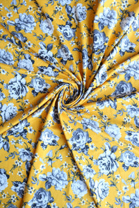 Stacie Floral on Golden Yellow Double Brushed Poly