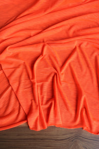 Neon Orange Spun Poly Slub Jersey