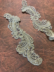 Load image into Gallery viewer, 24 PCS (12 sets) Champagne Shimmer Lace Appliques