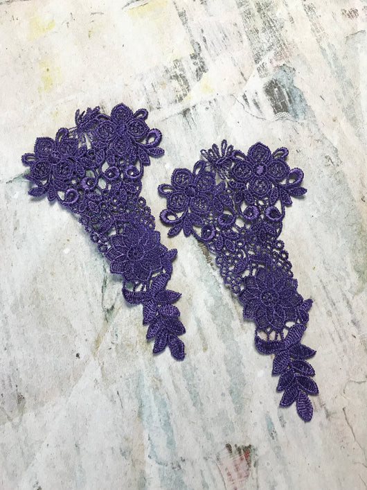 2 PCS Purple Floral Lace Appliques