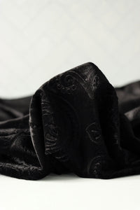 Black Paisley Embossed Stretch Velvet