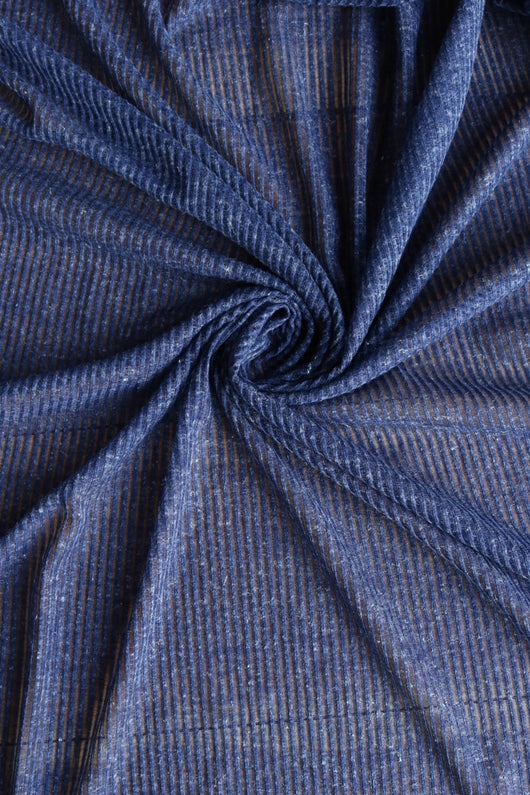 Navy Linen Rib Knit