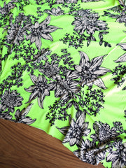 Load image into Gallery viewer, Betsy Floral on Neon Yellow Double Brushed Poly
