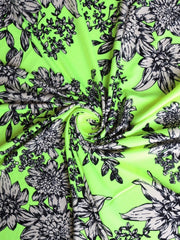 Load image into Gallery viewer, Betsy Floral on Neon Yellow Double Brushed Poly
