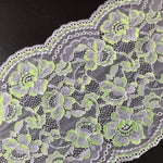Load image into Gallery viewer, White &amp; Neon Yellow 8.75&quot; Wide Stretch Lace
