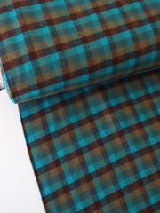 Load image into Gallery viewer, Surf/Chocolate/Tan Mini Check | Mammoth Flannel | Robert Kaufman