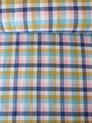 Load image into Gallery viewer, Navy/Pink/Mustard Mini Check | Mammoth Flannel | Robert Kaufman