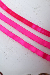 Pink Glo Satin Strap & Picot Elastic