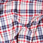 Load image into Gallery viewer, Navy/Red on Ivory Plaid French Terry
