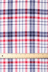 Navy/Red on Ivory Plaid French Terry