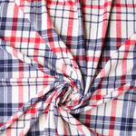 Load image into Gallery viewer, Navy/Red on Ivory Plaid French Terry
