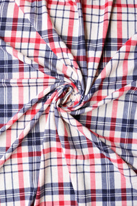 Navy/Red on Ivory Plaid French Terry