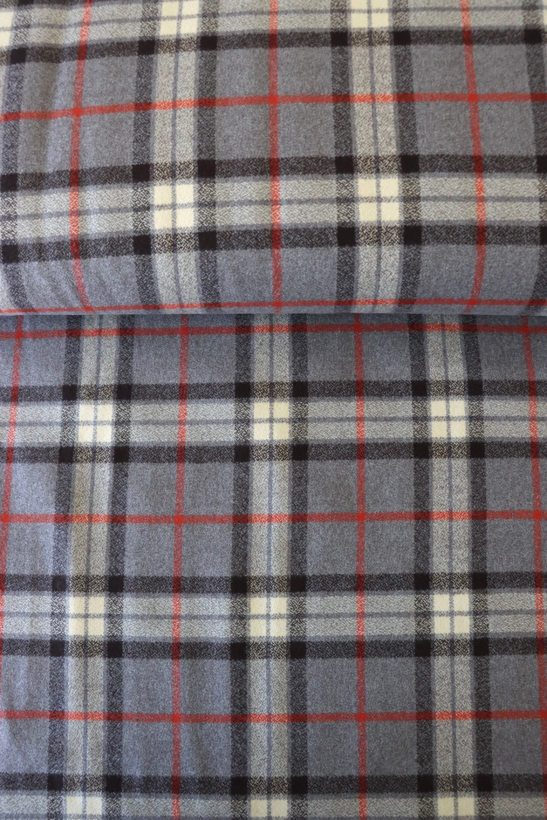 Mammoth Flannel Grey Gray Plaid Checks Woven Double Sided Flannel