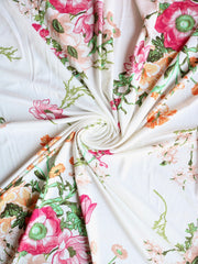 Load image into Gallery viewer, Esme Floral on Ivory Double Brushed Poly
