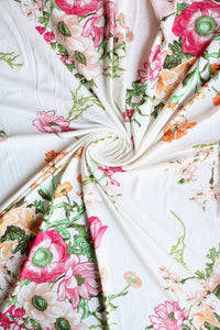 Esme Floral on Ivory Double Brushed Poly