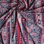 Load image into Gallery viewer, Burgundy &amp; Navy Alexi Vertical Stripe Double Brushed Poly
