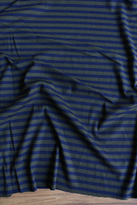 Olive & Navy Yarn Dyed Stripe 4x2 Rib Knit