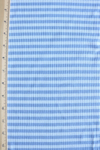 Denim & Ivory Yarn Dyed Stripe 4x2 Rib Knit