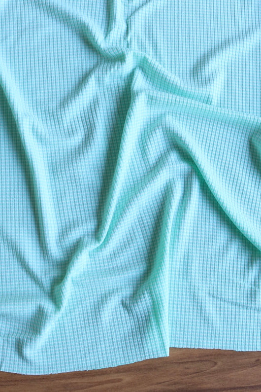 Mint & Ivory Yarn Dyed Stripe 4x2  Rib Knit