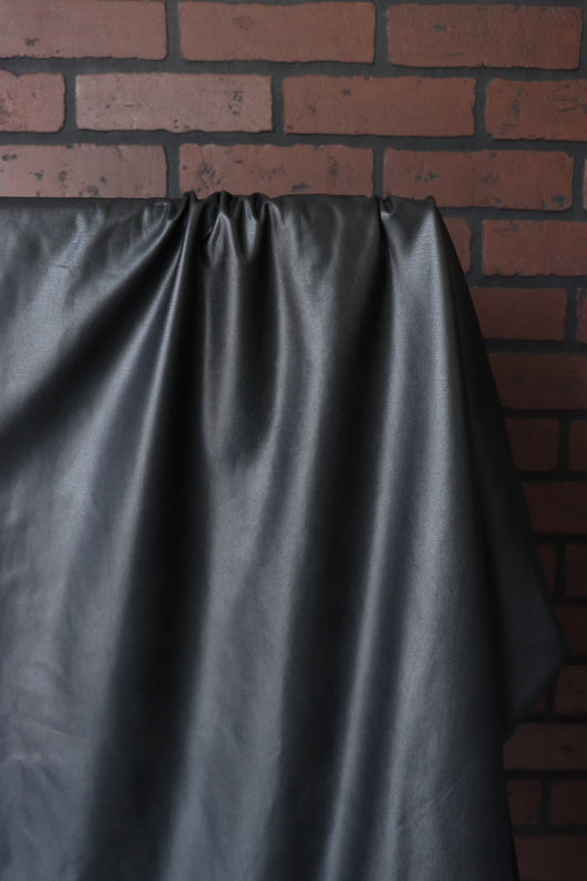 Black Fleece Backed Vegan Stretch Leather