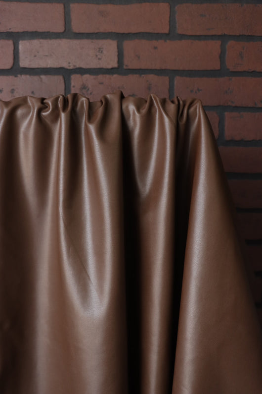 Brown Fleece Backed Vegan Stretch Leather