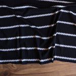 Load image into Gallery viewer, 1.5" Black &amp; .5" Ivory Stripe Waffle Sweater Knit
