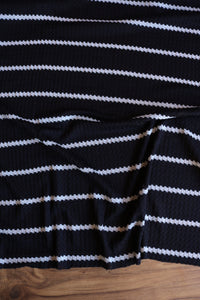 1.5" Black & .5" Ivory Stripe Waffle Sweater Knit