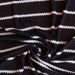 Load image into Gallery viewer, 1.5" Black &amp; .5" Ivory Stripe Waffle Sweater Knit
