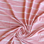 Load image into Gallery viewer, 1.5" Mauve &amp; .5" Ivory Stripe Waffle Sweater Knit
