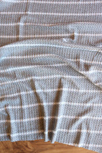 1.5" Heather Gray & .5" Ivory Stripe Waffle Sweater Knit