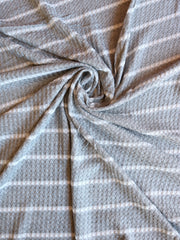 Load image into Gallery viewer, 1.5" Heather Gray &amp; .5" Ivory Stripe Waffle Sweater Knit