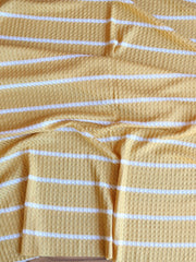 Load image into Gallery viewer, 1.5" Mustard &amp; .5" Ivory Stripe Waffle Sweater Knit