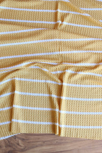 1.5" Mustard & .5" Ivory Stripe Waffle Sweater Knit