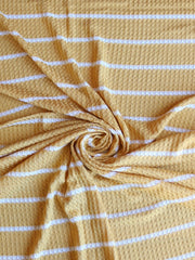 Load image into Gallery viewer, 1.5" Mustard &amp; .5" Ivory Stripe Waffle Sweater Knit