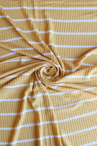 1.5" Mustard & .5" Ivory Stripe Waffle Sweater Knit