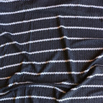 Load image into Gallery viewer, 1.5" Charcoal &amp; .5" Ivory Stripe Waffle Sweater Knit
