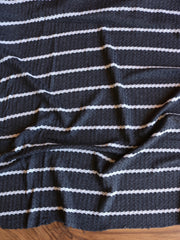 Load image into Gallery viewer, 1.5" Charcoal &amp; .5" Ivory Stripe Waffle Sweater Knit