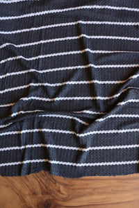 1.5" Charcoal & .5" Ivory Stripe Waffle Sweater Knit