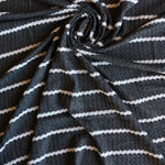Load image into Gallery viewer, 1.5" Charcoal &amp; .5" Ivory Stripe Waffle Sweater Knit

