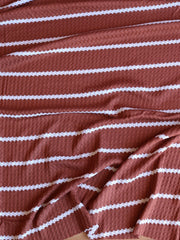 Load image into Gallery viewer, 1.5" Rust &amp; .5" Ivory Stripe Waffle Sweater Knit