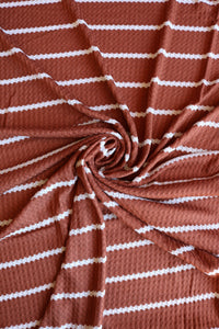 1.5" Rust & .5" Ivory Stripe Waffle Sweater Knit