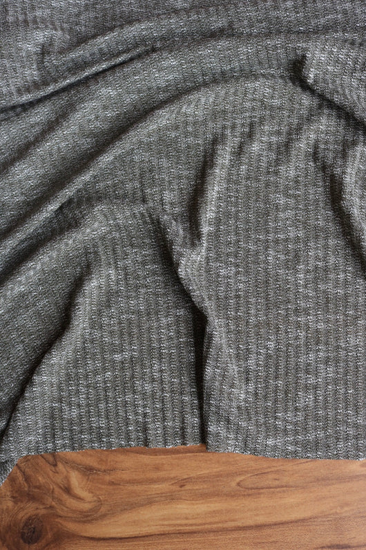 Heathered Olive 3x3 Rib Sweater Knit