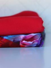 Load image into Gallery viewer, Floral Transformation &amp; Red Ribbed Swim Bundle | 1/2YD Each
